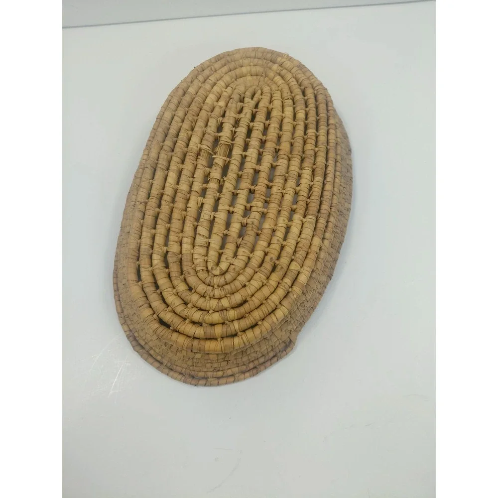 Woven Basket Tray Oval Natural Fiber Rustic Boho Farmhouse Decor